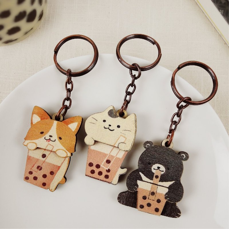 【Wooden Key Ring-Animal Aizhen Milk】A total of 8 charms/healing accessories - Keychains - Wood Multicolor