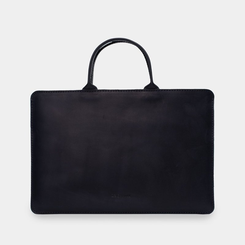 手工黑色皮革筆記型電腦保護套 – 時尚的 MacBook 便攜包 - 電腦包/筆電包 - 真皮 黑色