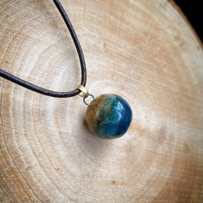 [Christmas Gift Box] Perfume Essential Oil Necklace-Canglan Earth Glaze | Handmade Pottery | Incense Diffusion - Necklaces - Porcelain Blue