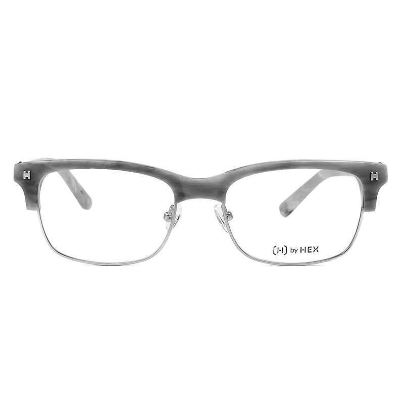 眼鏡 | グレーのスモーク柄スクエアアイブロウフレーム | 台湾製 | メタルプラスチックフレームメガネ - 眼鏡・フレーム - その他の素材 グレー