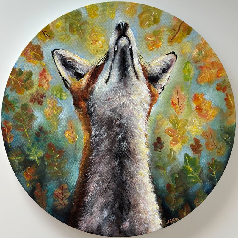 Fox canvas painting, Fox wall art, Animal wall decor, Fox poster, Forest art - 壁貼/牆壁裝飾 - 棉．麻 多色