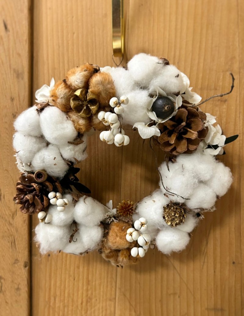 Cotton Christmas Wreath - ช่อดอกไม้แห้ง - พืช/ดอกไม้ 