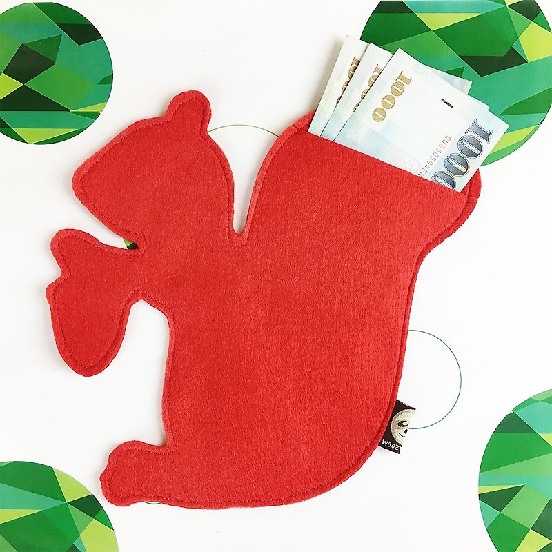 Oversized squirrel red envelope bag - ถุงอั่งเปา/ตุ้ยเลี้ยง - เส้นใยสังเคราะห์ สีแดง