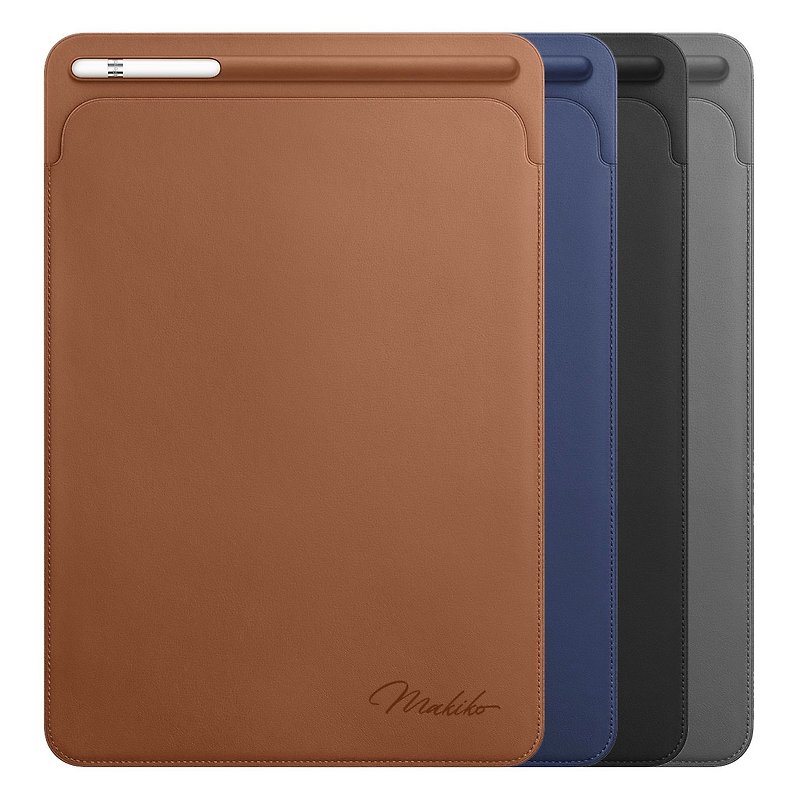 iPad Pro leather case with pen slot | Customized name with four fonts available 10.5 /12.9 inch - Tablet & Laptop Cases - Faux Leather Brown