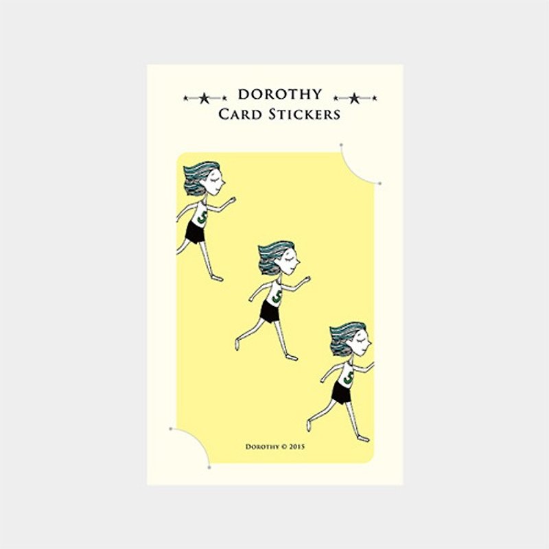 Dorothy Waterproof Ticket Card Sticker-Running Girl (9AAAU0018) - Stickers - Paper Yellow