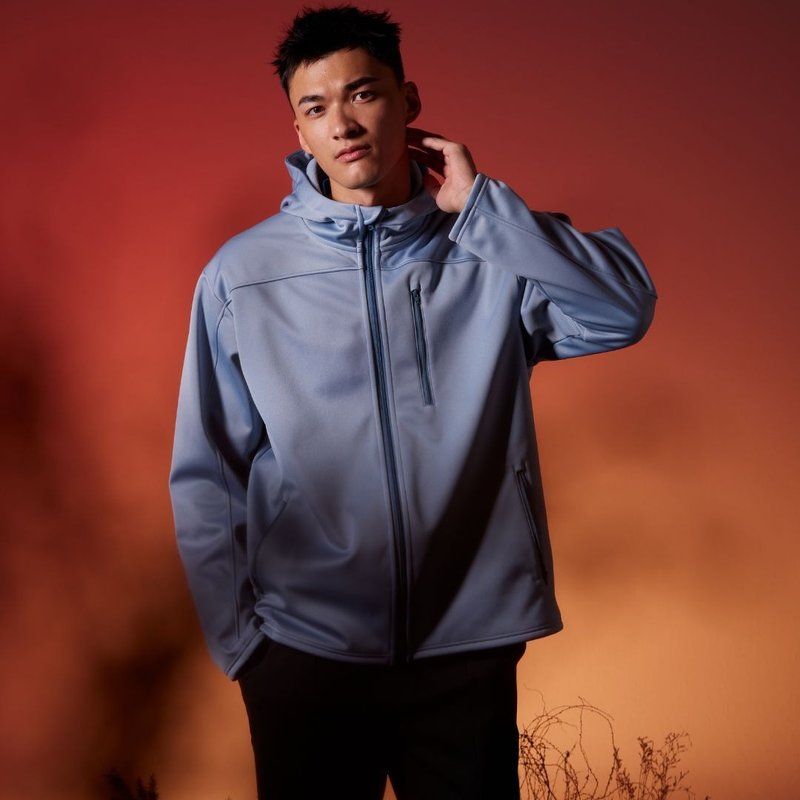 REBOOT Kinetic-Waterproof & Breathable Hooded Functional Jacket - Ashley Blue - เสื้อโค้ทผู้ชาย - เส้นใยสังเคราะห์ สีน้ำเงิน