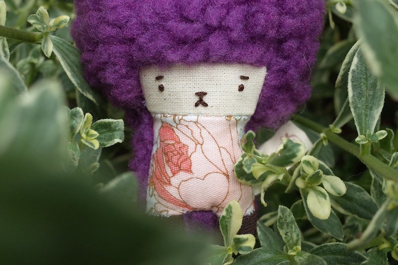 朵兒小兔-003大粉花花 - 鑰匙圈/鎖匙扣 - 棉．麻 紫色