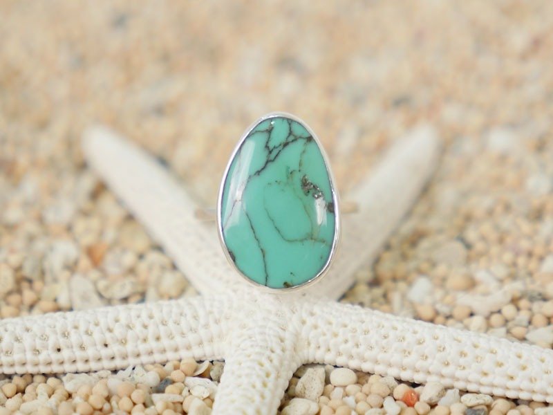 Turquoise Silver Ring - General Rings - Stone Green