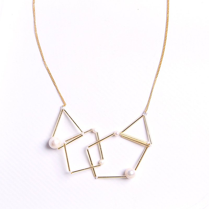 YUNSUO-original design-Gold DNA geometry imported pearl necklace - Necklaces - Other Metals Gold
