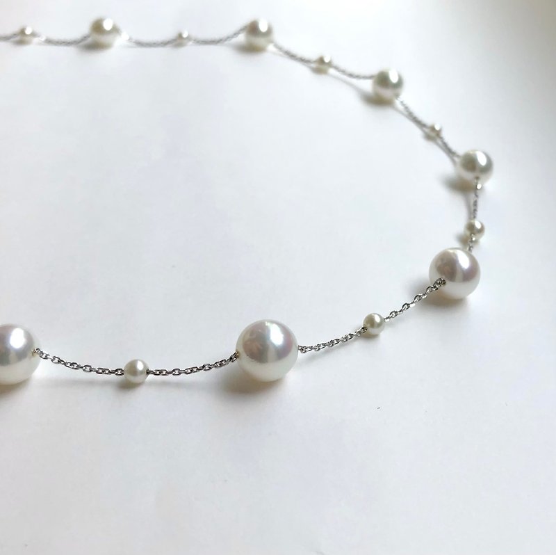 Akoya pearl necklace K14 white gold  sea pearl - Necklaces - Pearl White