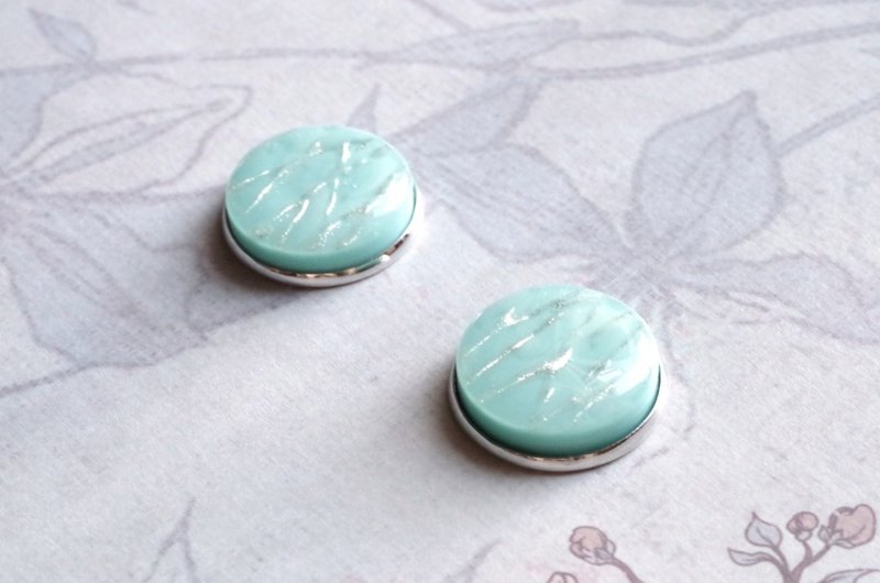 Resin Art Round Earrings - Raindrop - ต่างหู - เรซิน สีน้ำเงิน