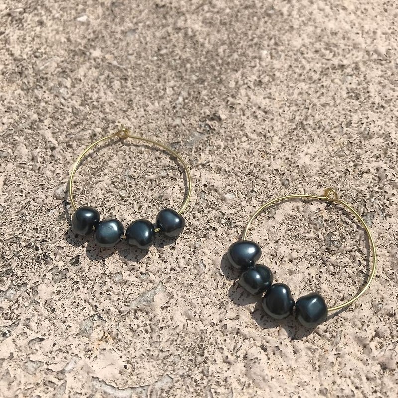 DIY Big Hoop earrings - ต่างหู - โลหะ สีดำ