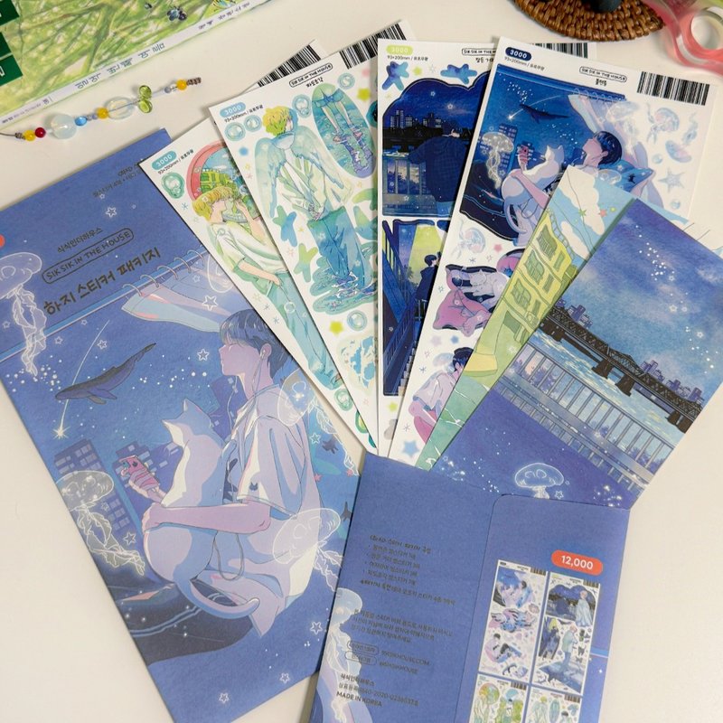 Summer Solstice Sticker Pack (4 designs + Special Gift) - 貼紙 - 紙 藍色