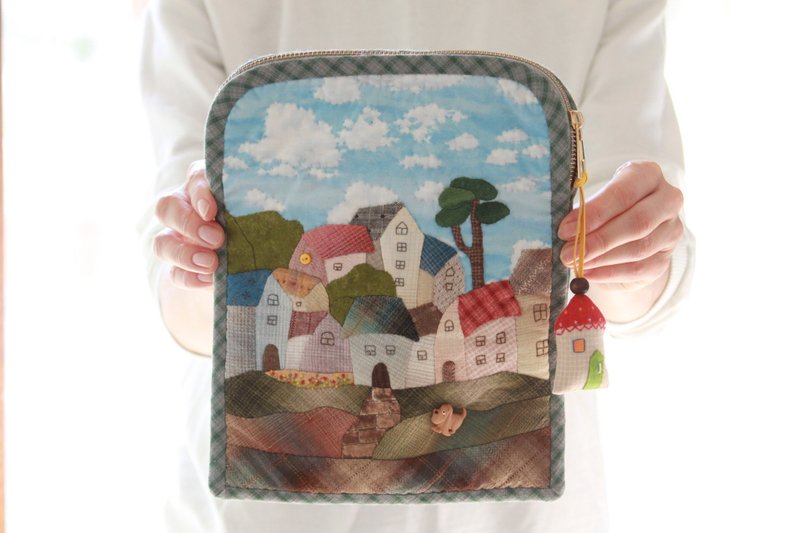 Soft iPad Case made in Japanese patchwork style. Tablet sleeve. - 電腦包/筆電包 - 亞麻 多色