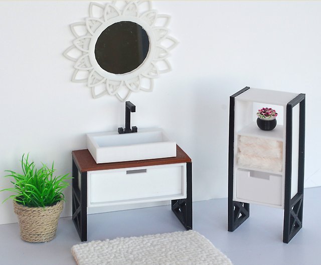 1:12 Scale Miniature Dollhouse Bathroom Furniture Vanity
