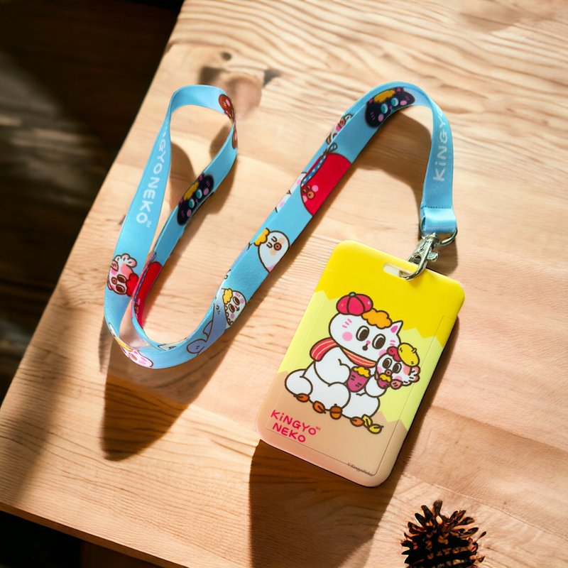 Kingnekosan Autumn Kiyo Slide Cover Card Holder - with Lanyard - ที่ใส่บัตรคล้องคอ - พลาสติก สีน้ำเงิน