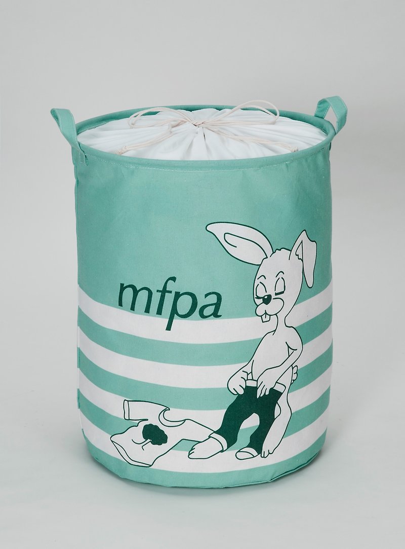 兔兔多功能束口收納桶 / 2入組 - 收納箱/收納用品 - 棉．麻 綠色
