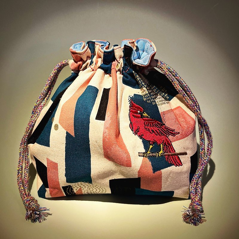Hippie Bird - Medium Drawstring Bag - Drawstring Bags - Cotton & Hemp Multicolor