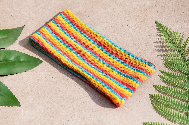 Christmas gift handmade cotton woven hair band / braided colorful hair band / knitted hair band - rainbow stripes - Headbands - Cotton & Hemp Multicolor