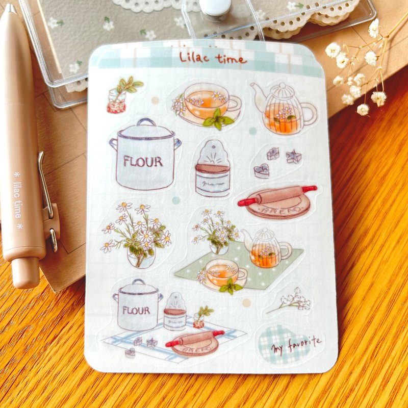 ハーフカットシール　マスキングテープ素材　カモミールティー - 貼紙 - 紙 