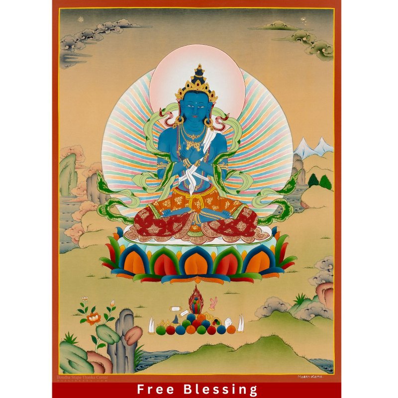 金剛持唐卡畫作 | 手工製作的西藏藝術 帶來力量與保護 - 壁貼/牆壁裝飾 - 其他材質 多色