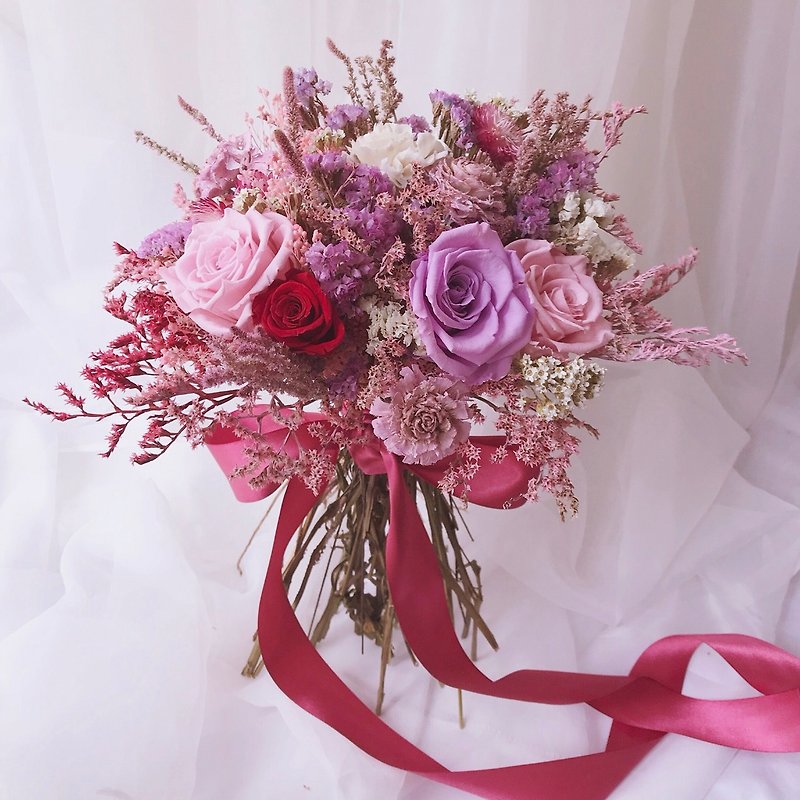 新娘捧花 - 永生乾燥大型花束 - 婚禮必備品 / 婚禮小物 - 植栽/盆栽 - 植物．花 粉紅色