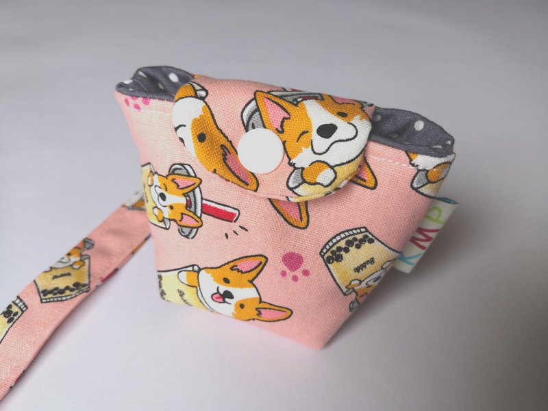 Pacifier clip pacifier storage bag combination Shiba Inu Zhen milk - ขวดนม/จุกนม - ผ้าฝ้าย/ผ้าลินิน สึชมพู