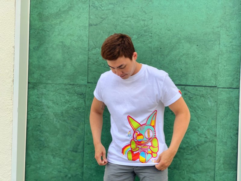 【最殺折扣同志驕傲月RAINBOW彩虹】平權真愛彩虹T-SHIRT - 男 T 恤 - 棉．麻 白色