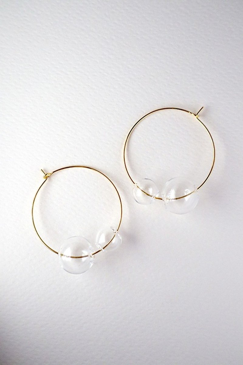 GEMELLO CLEAN - 玻璃球 大環耳環 - 耳環/耳夾 - 玻璃 透明