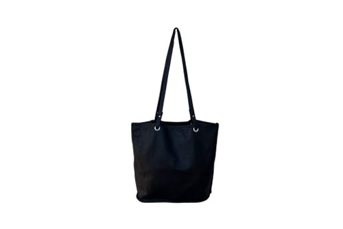 puremorningvintage vintage handmade black genuine leather shoulder bag, tote bag, minimalist