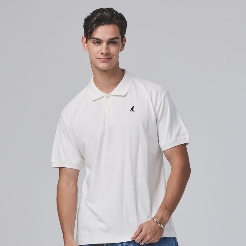 KANGOL Kangaroo Knit Classic POLO Shirt - White - Other - Cotton & Hemp 