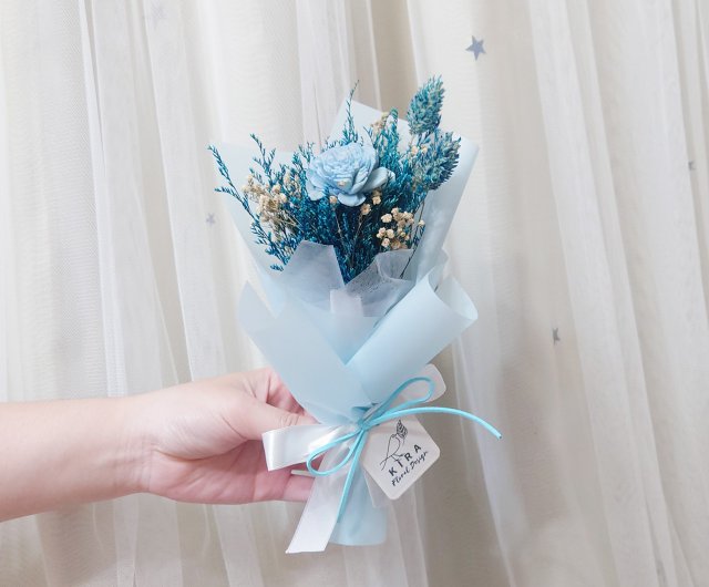 Small Preserved Flower Bouquet【Blue/Green/Purple】Valentine's Day Bouquet/Eternal  Flower/Dried Bouquet/Bouquet/Gift - Shop beibeikira Dried Flowers & Bouquets  - Pinkoi