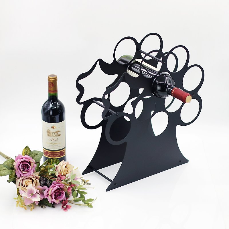 [OPUS Dongqi Metalworking] European style wrought iron wine bottle display rack/wine tray decoration/wine cabinet decoration (apple tree wine rack WR021) - ของวางตกแต่ง - โลหะ สีดำ