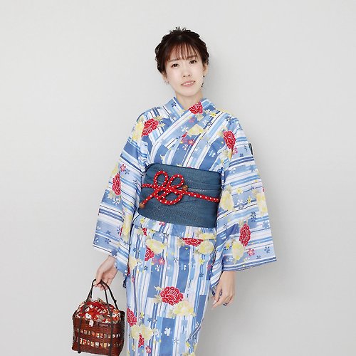fuukakimono 日本 和服 梭織 女性 浴衣 腰封 2件組 F Size x26-5b yukata