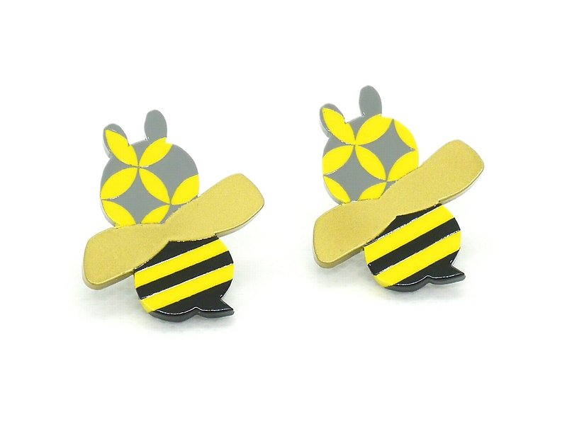 Bee Earrings - ต่างหู - พลาสติก หลากหลายสี