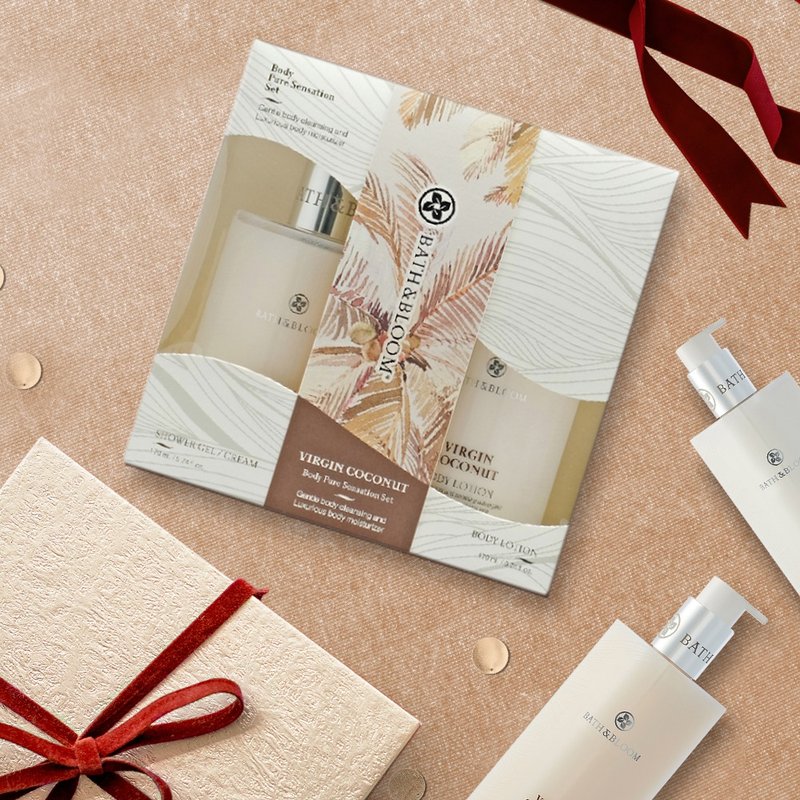 【Bath & Bloom】 Cold Extraction Coconut Oil Bath and Moisturizing Gift Set 170ml - Body Wash - Other Materials Brown