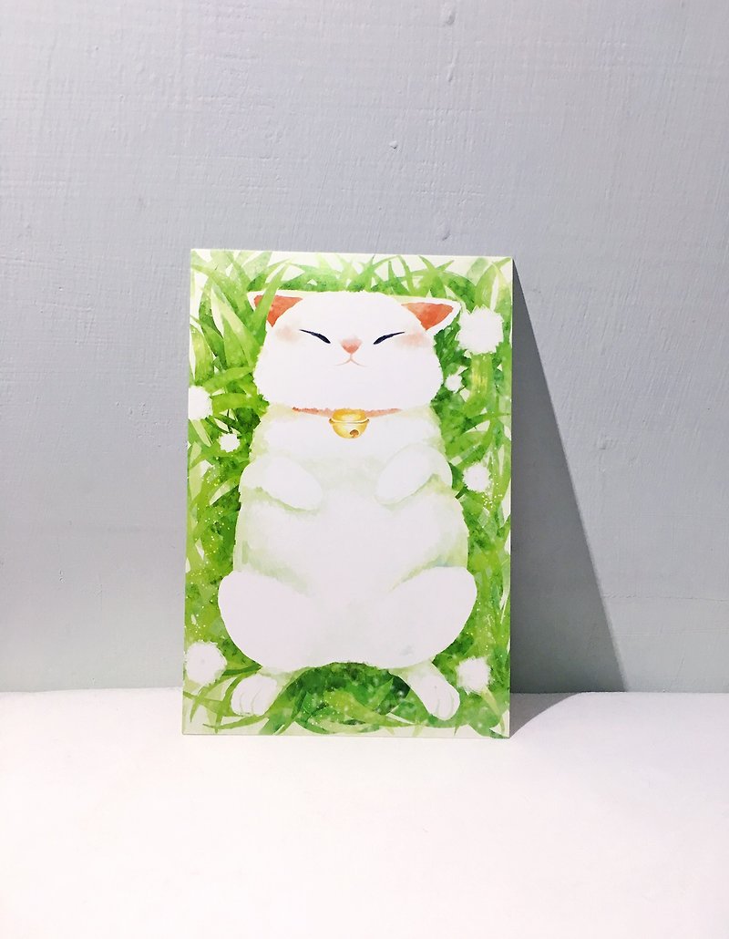 Spiritual grassland white cat/double postcard postcard/double postcard postcard - Cards & Postcards - Paper 