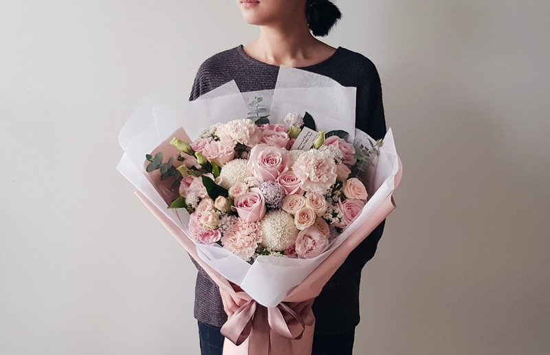 Flowers │ Bouquet │ Pink Rose Rose Flower Bouquet │ 可自取│Distribution limited Taipei area - ช่อดอกไม้แห้ง - พืช/ดอกไม้ สึชมพู