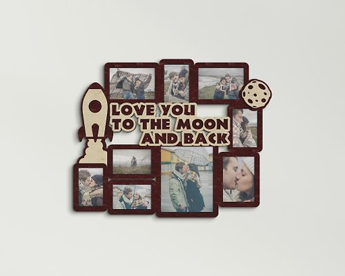 Mr.Carpenter Store Personalized photo frame collage Love you to the moon and back sign Custom color