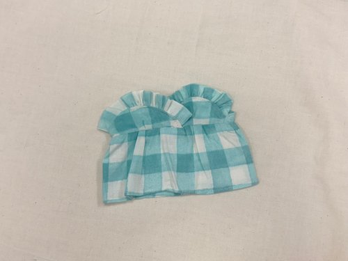水亮亮小布屋-各式收納包及女孩兒小物的設計館 藍綠色格子小洋裝-20公分棉花娃娃衣服