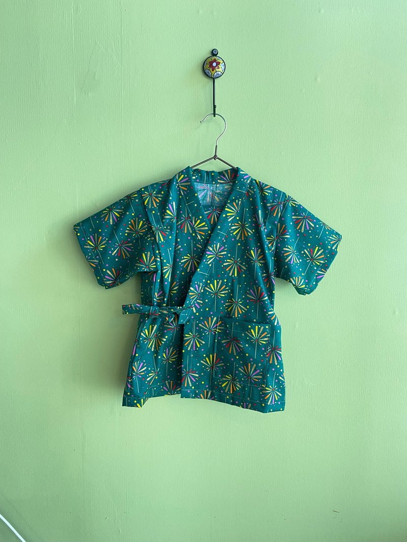 子ども甚平 ９０cm 花火柄 日式小童甚平 - 男/女童裝 - 棉．麻 綠色