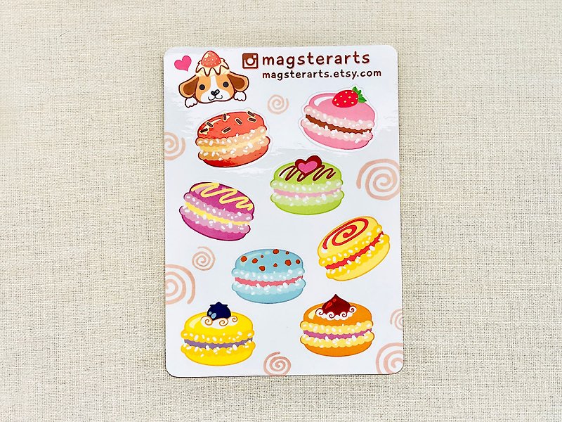 Macaron Sticker Sheet, Waterproof Stickers, Pet Sticker, Planner Stickers, Food - Stickers - Paper Multicolor