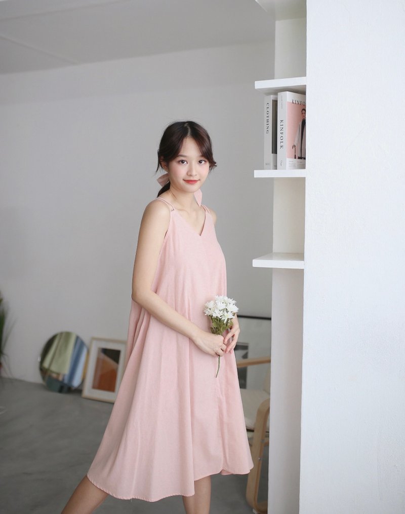 Gypso Dress - Pink(Ribbon included) - One Piece Dresses - Linen Pink