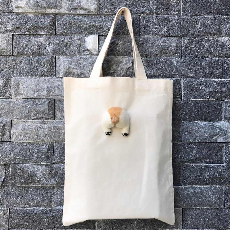 Fat roast chicken butt__法斗__wool felt canvas bag _ new spring special increase canvas bag - กระเป๋าถือ - ขนแกะ สีทอง