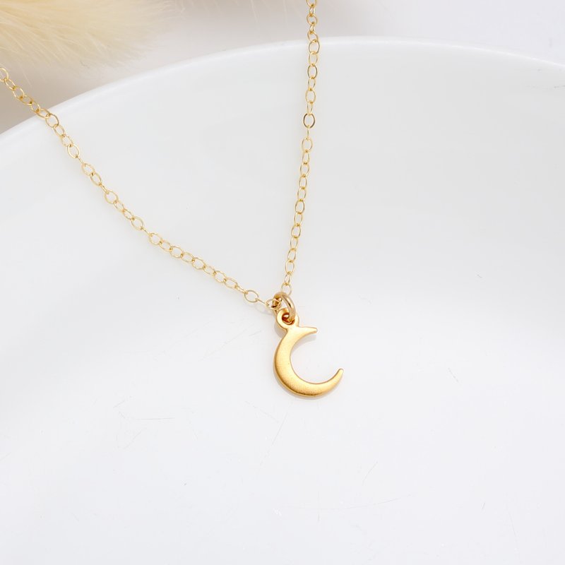 【Angel & Me】Mini Moon s925 sterling silver 24k gold-plated necklace gift - Necklaces - Sterling Silver Gold