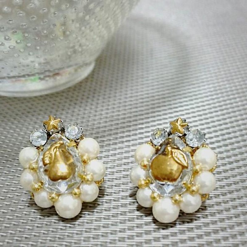 pear & apple earrings (earrings) - Earrings & Clip-ons - Other Metals Gold