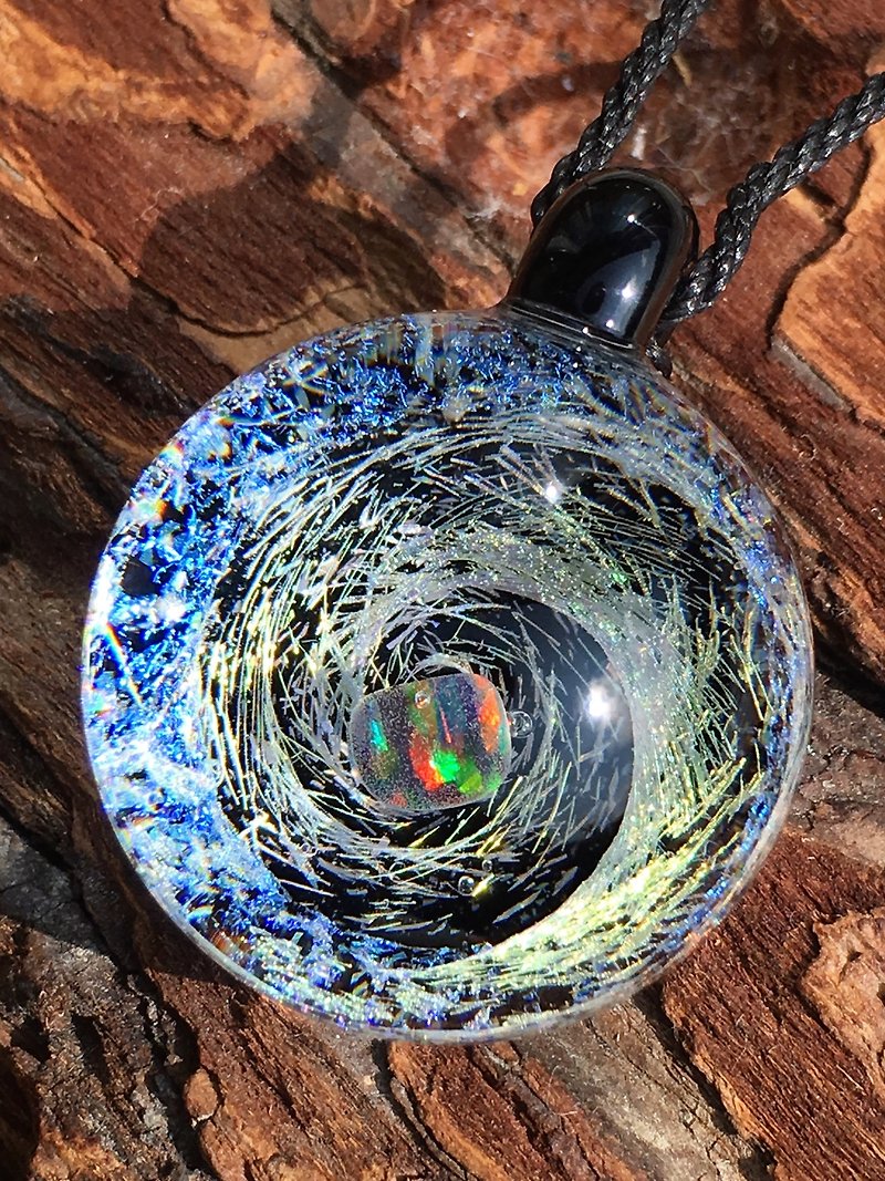 boroccus opal dichroic glass heat resistant glass pendant - Necklaces - Glass Multicolor