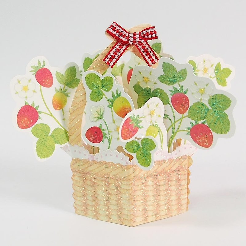 Glossy pink flower basket [JP three-dimensional ordinary card] - การ์ด/โปสการ์ด - กระดาษ สีกากี