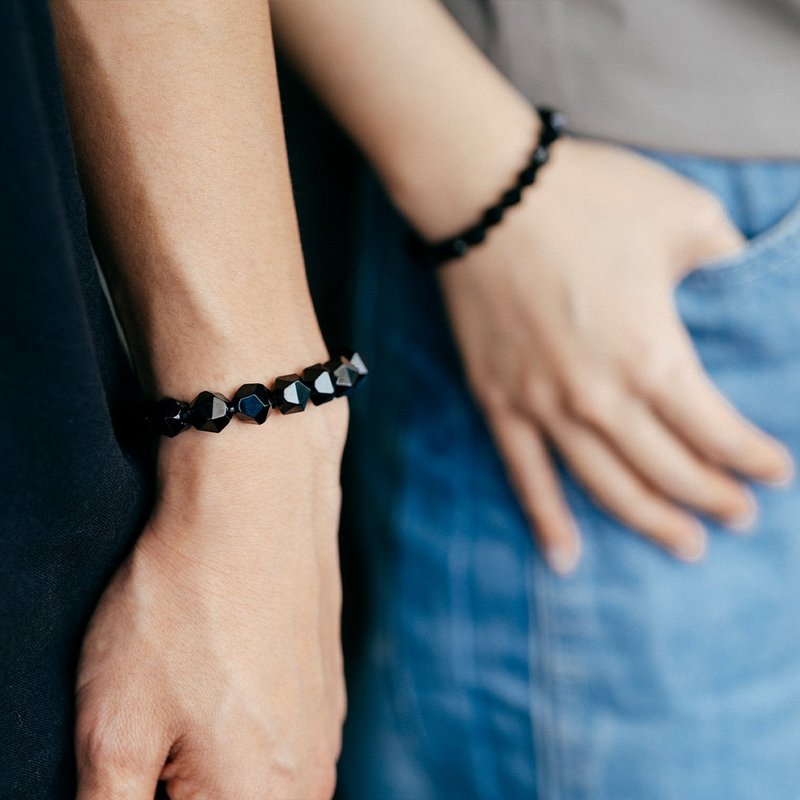 【Montagne】切角 | 黑曜石手鍊 | 男女款 - 手鍊/手環 - 水晶 黑色