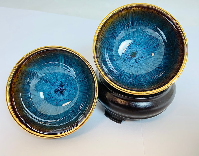 [Da Li Kiln] Gilt Poseidon's Eye and Heavenly Eye Cup (7.5 x 4 cm type-2pcs/box) - Teapots & Teacups - Porcelain 